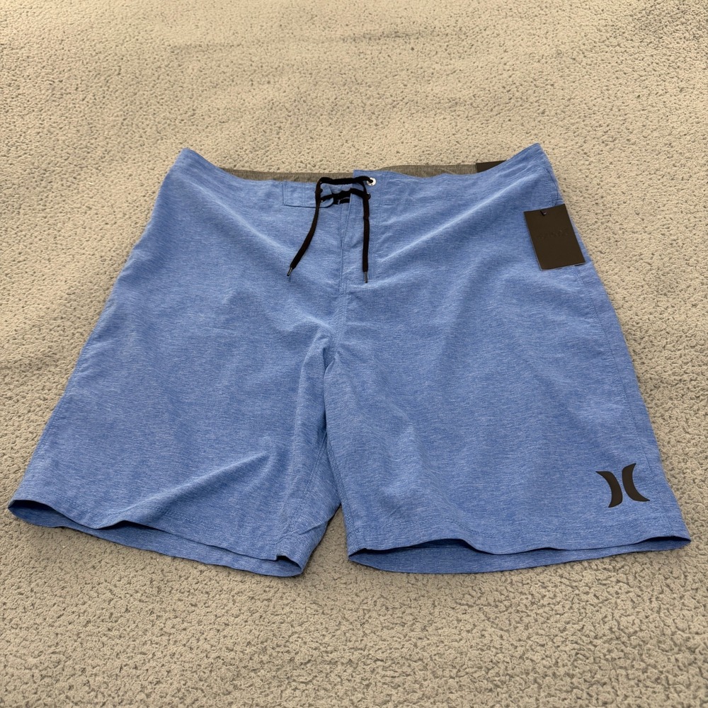 Hurley Board Shorts Men Size 36 Blue Swim Trunks Drawstring OAO Cross Dye 20